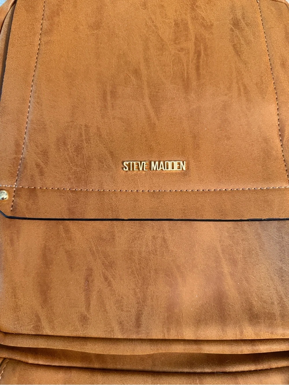 Steve Madden Cognac Fringe Faux-Leather Backpack